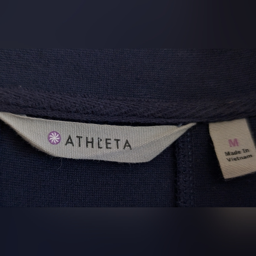 Athleta Mock Neck Zipper Dress Navy Blue Size Medium Athleisure Long Sleeve - Picture 6 of 6